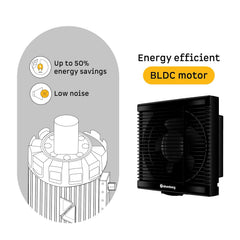 atomberg Efficio Exhaust 8 Inches | Suitable for Bathroom, Kitchen | BLDC Motor | Easy to Clean | 2 Year Warranty (Black)