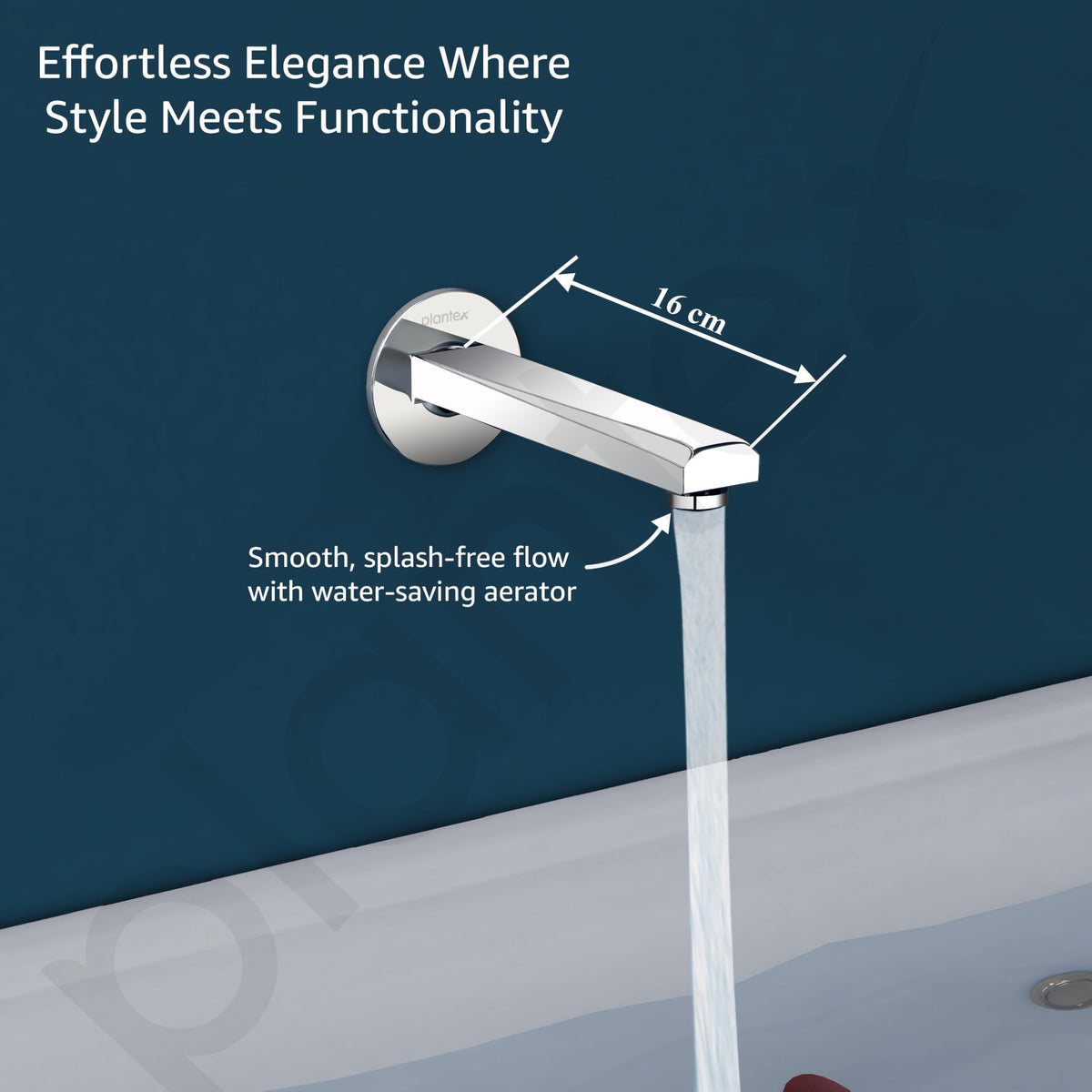 Plantex Brass Concealed Body High Flow Diverter Full Set with 6 x 6 inch Overhead Shower and Bath Tub Spout/Bathroom Shower Set - Combo (Chrome)-4