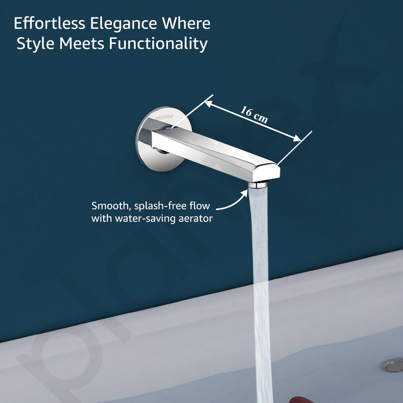 Plantex Brass Concealed Body High Flow Diverter Full Set with 6 x 6 inch Overhead Shower and Bath Tub Spout/Bathroom Shower Set - Combo (Chrome)-4