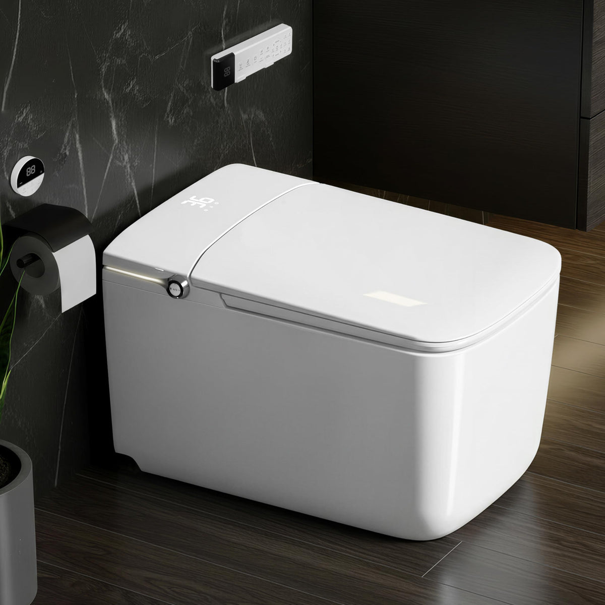 Plantex Smart Commode/Auto Lid Closing and Flushing with Foot Sensor with 18 Months Warranty Automatic Toilet with Water Saving Technology/Heated Toilet Seat - S Trap (White)-1