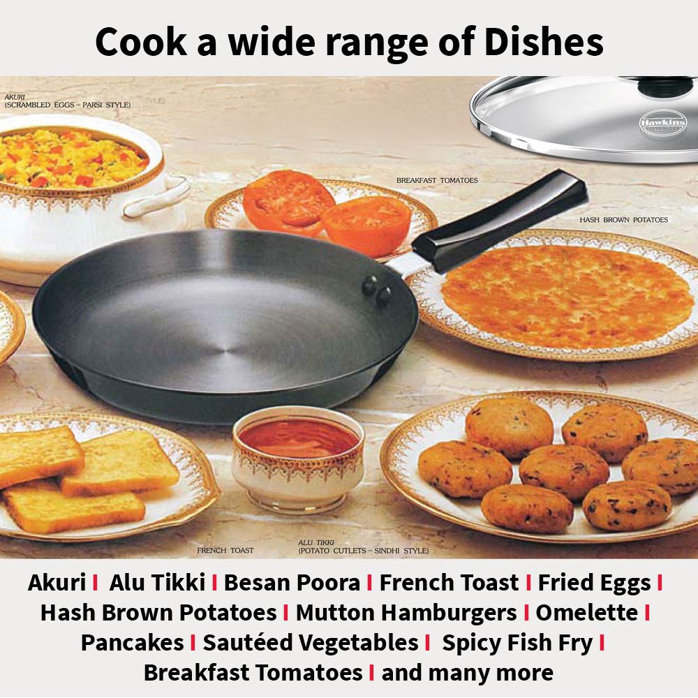 Hawkins Futura 20 cm Frying Pan, Hard Anodised Fry Pan with Glass Lid, Small Frying Pan, Black (AF20G)