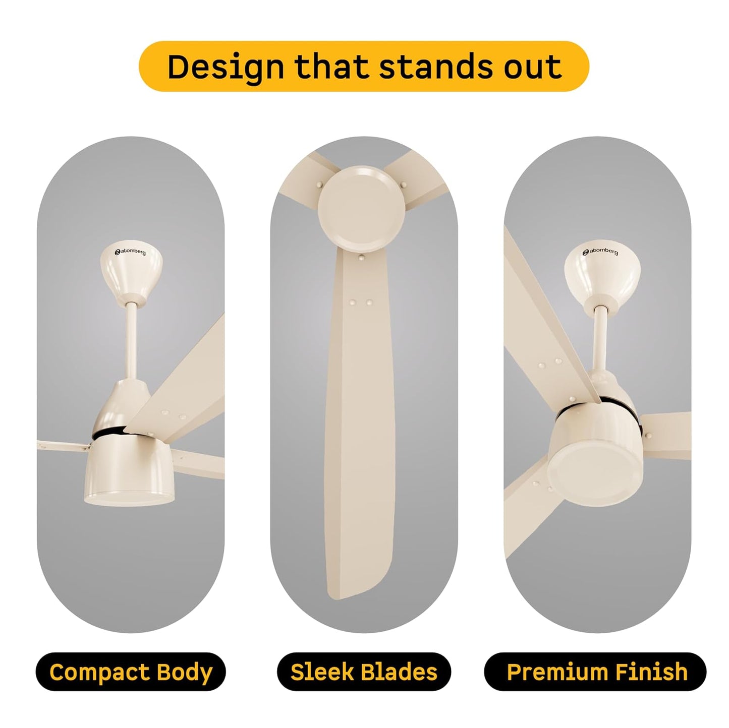 atomberg Renesa Prime 1200mm BLDC Ceiling Fan | Compatible with Step Regulator | BEE 5 star | High Air Delivery | Low Noise | Sleek Design | Power Saving | 3 Year Warranty |Seasand Ivory