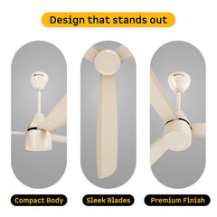 atomberg Renesa Prime 1200mm BLDC Ceiling Fan | Compatible with Step Regulator | BEE 5 star | High Air Delivery | Low Noise | Sleek Design | Power Saving | 3 Year Warranty |Seasand Ivory