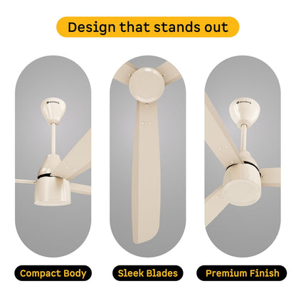 atomberg Renesa Prime 1200mm BLDC Ceiling Fan | Compatible with Step Regulator | BEE 5 star | High Air Delivery | Low Noise | Sleek Design | Power Saving | 3 Year Warranty |Seasand Ivory