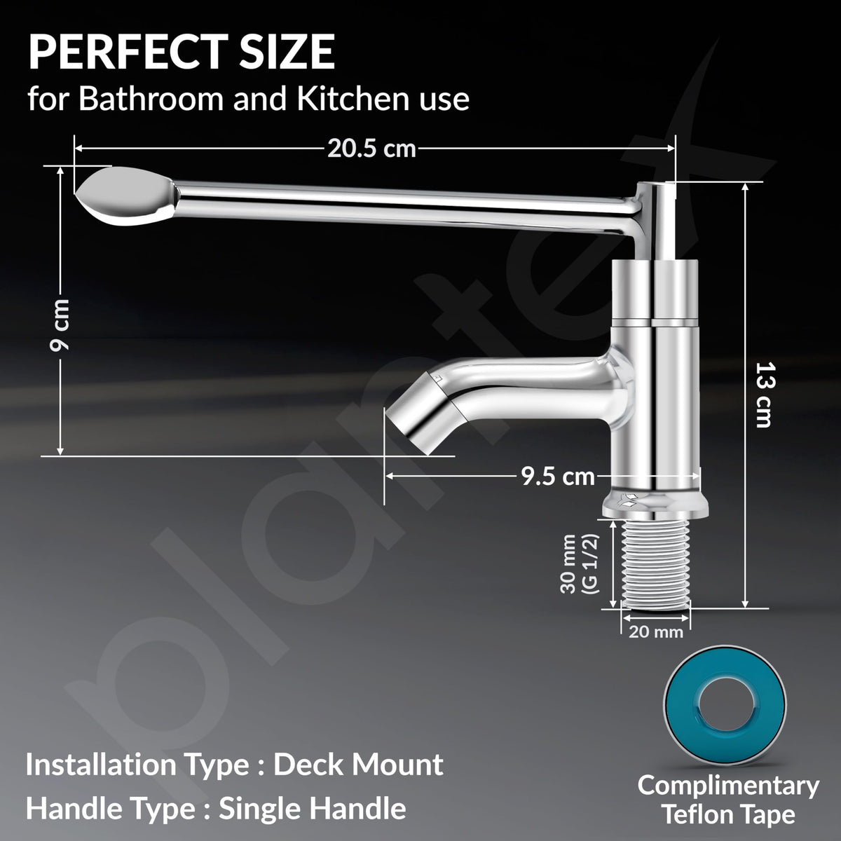 Plantex Lab Pillar Cock for Bathroom/Pillar Cock for Wash Basin with Teflon Tap - Pack of 1 (AC05, Chrome)-4