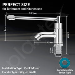Plantex Lab Pillar Cock for Bathroom/Pillar Cock for Wash Basin with Teflon Tap - Pack of 1 (AC05, Chrome)-4