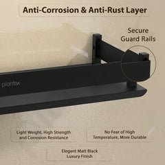 Plantex Stainless Steel Bathroom Shelf/Rack/Bathroom Organizer with Drill/Kitchen Storage Shelf/Wall Mounted Washroom Accessories (Matt Black - 12x5 inches)-6