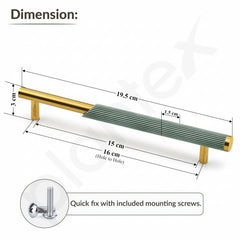 Plantex Stainless Steel & Aluminium Cabinet Handle/160mm Wardrobe Door Handle/Cupboard Pull-Push Handles for Home/Office - Pack of 1 (Green & Gold)-3