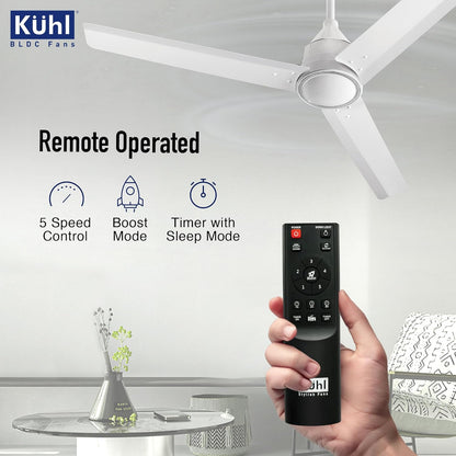 KUHL Arctis A4 1200MM 65% Stylish Power Saving BLDC Ceiling Fan with Remote | 29W | BEE 5 Star Rated & ISI Marked | High Air Flow | 5 Year Brand Warranty On Motor | White