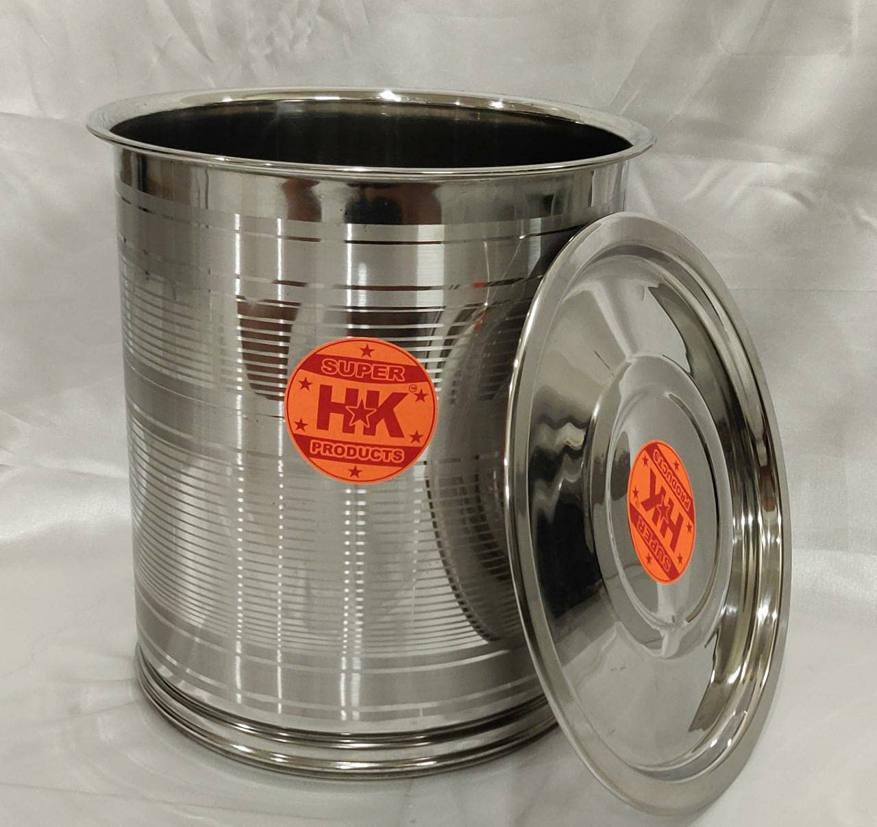 Super HK Stainless Steel Atta Tanki/Container/Box/Drum/Pawali/Tanki With Lid (Do Not Use For Storing Water) (20 Litres), Silver