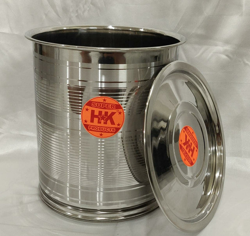 Super HK Stainless Steel Atta Tanki/Container/Box/Drum/Pawali/Tanki With Lid (Do Not Use For Storing Water) (20 Litres), Silver