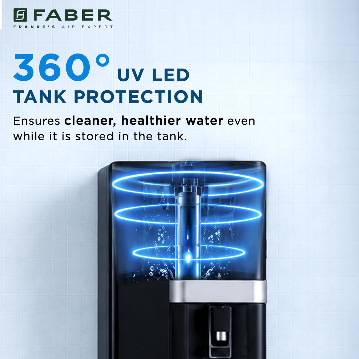 Faber FWP EVA 8.0 12-Stage Best in class RO Water Purifier|8L|UV LED TANK Disinfection|40% Water Savings| RO+ UV+ UF+ AL