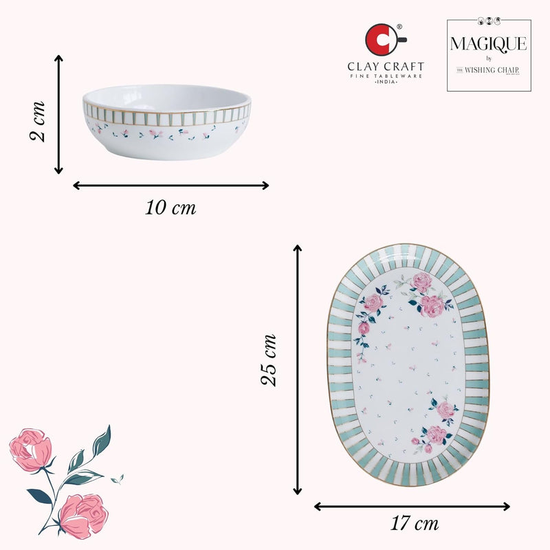 Magique by The Wishing Chair x ClayCraft : Portrait of a Rose - Glow Giftbox | Set of 2 Bowls & Platter | Dishwasher Safe | Festive Gifting | GiftBox Packaging