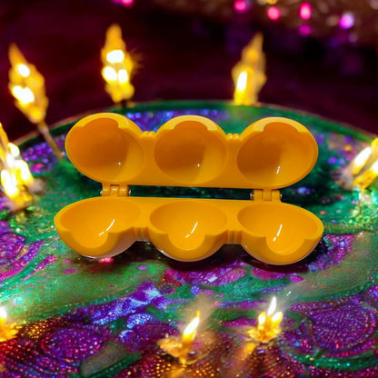 Dynore Ladoo Maker Patti/Mould/Sancha of Plastic for 3 Ladoos Together for Diwali, Ganpati and All Festivals 15.2x6.4 cm, Yellow