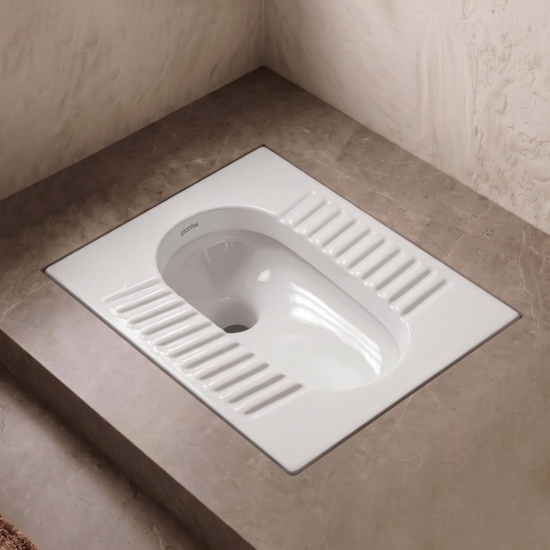 Plantex Indian Toilet for Bathroom/Household Squatting Pan/Orrisa Pan for Bathroom/Sintered Stone Base Ceramic Sanitaryware Toilet - (White, 2262)-1