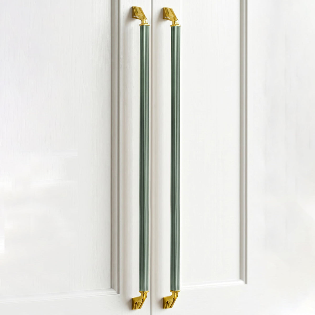 Plantex Aluminium Cabinet Handle/600mm Wardrobe Handle for Home/Cupboard Door Pull-Push Handles for Office - Pack of 2 (Green & Gold)