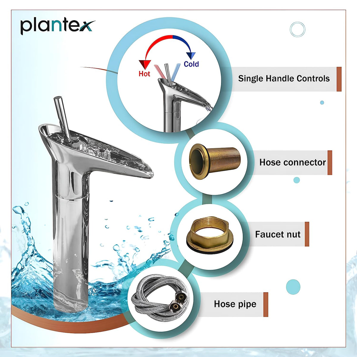 Plantex Designer Brass Basin Mixer Hot & Cold/Single Lever Mixer tap for Wash Basin/Wash Basin Tap for Home-(Silver)-2