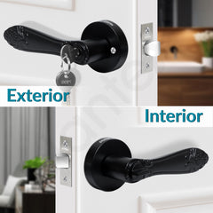 Plantex Door Lock for Main Door/Mortise Lock for Home/Door Handle Lock Set with 3 Computerise Keys - (Black)-5
