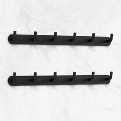 Plantex Stainless Steel Towel Hangers/Wall Hooks for Hanging Cloth/Bathroom Robe Hooks/Door Hangers/Hook Rail for Hanging Keys - 6 Hooks (Pack of 2, Black)-1