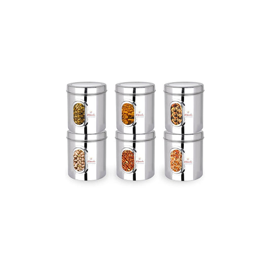 Ebun Stainless Steel See Through Small Containers | Small Containers with Capacity 200 Grams | Pack of 6 Pcs Combo, Silver