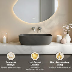Plantex Wash Basin for Bathroom/Ceramic Basin/Rectangle Tabletop Basin/Wash Basin for Home/Restaurant (Cloud Grey - 18 x 13 x 5 Inch)-5