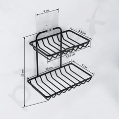 Plantex Self Adhesive Soap Holder for Bathroom/GI Steel Soap Case/2 Layer Soap Storage/Bathroom Accessories - Pack of 3 (Black)-3