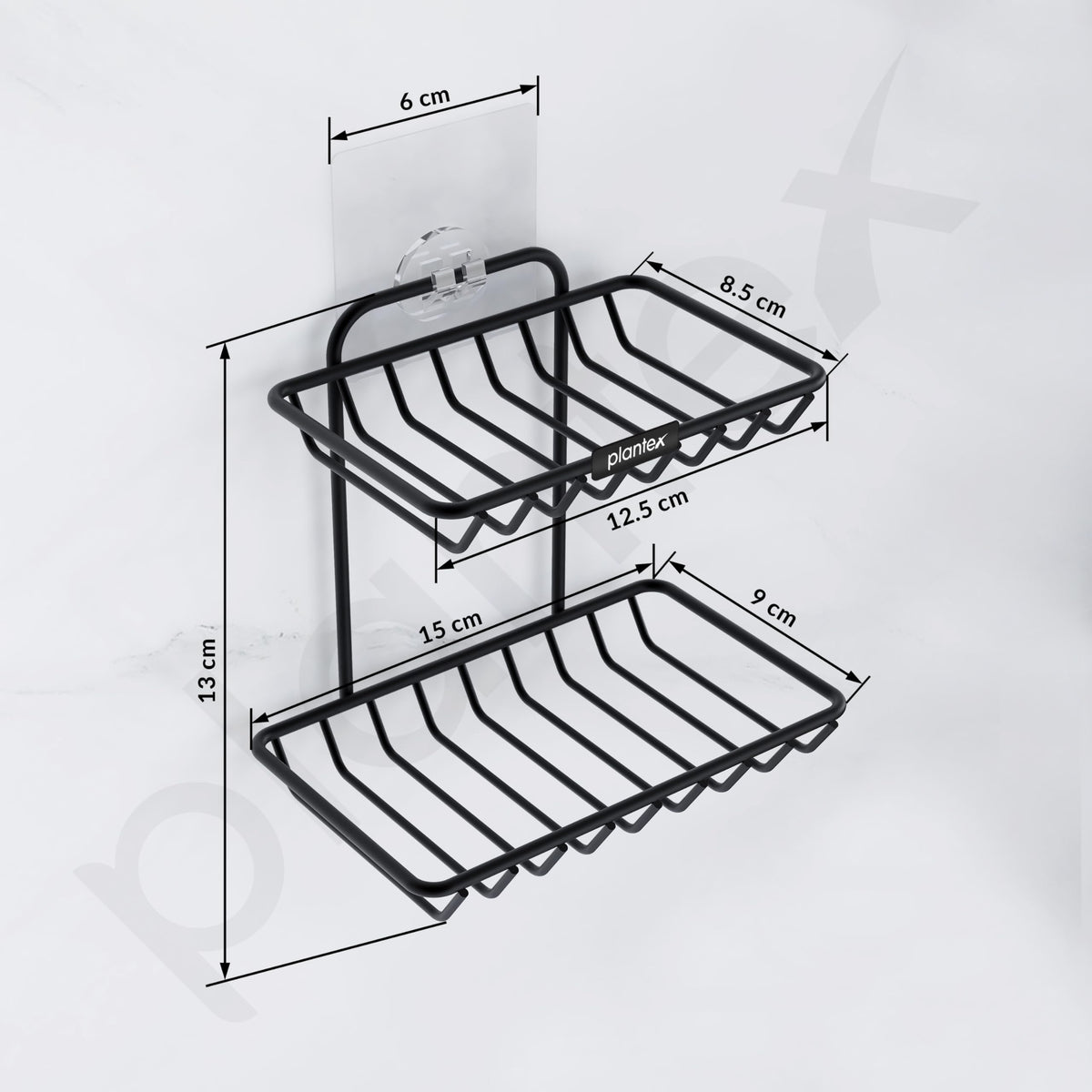 Plantex Self Adhesive Soap Dish/GI Steel Soap Case with Hook/Soap Stand with Hook/Soap Holder for Bathroom Accessories - Pack of 4 (Black)-3
