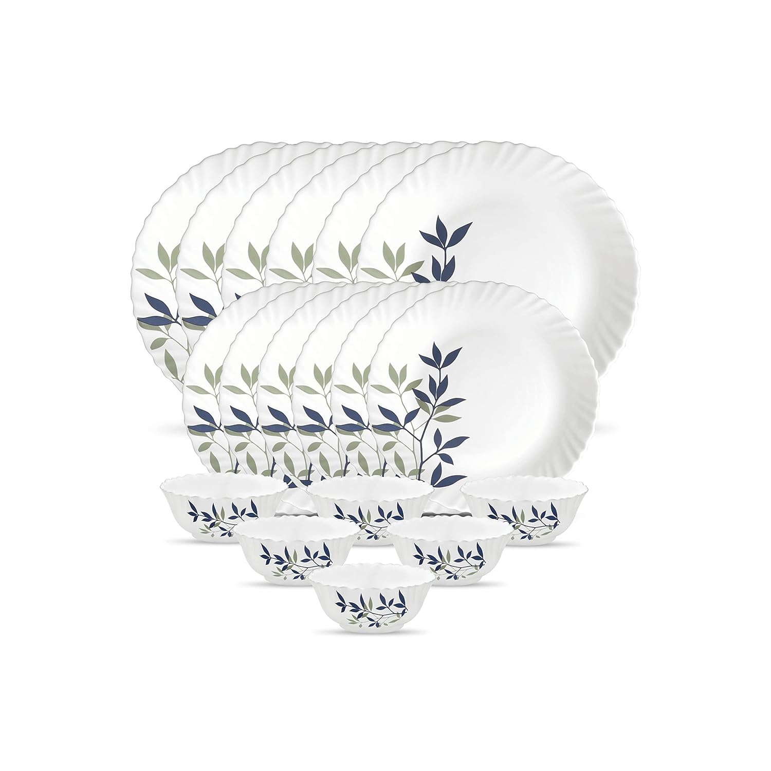 La Opala Novo Collection Opal Glass Crockery | for Family of 6 | Dinner Set 18 pcs Silken Charm | Plates & Bowls for Dining | Microwave Safe | 100% Vegetarian | Extra Strong | Light & White
