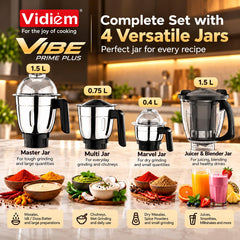 Vidiem Vibe Prime Plus 750W Mixer Grinder with 4 Jars
