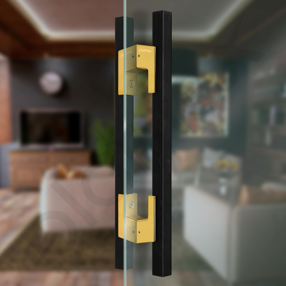Plantex Door Handle/17 Inch Main Door Handle/Handle for Wooden Door/Pull-Push Door Handle/Door Accessories (Pack of 1, Black, Gold)-6