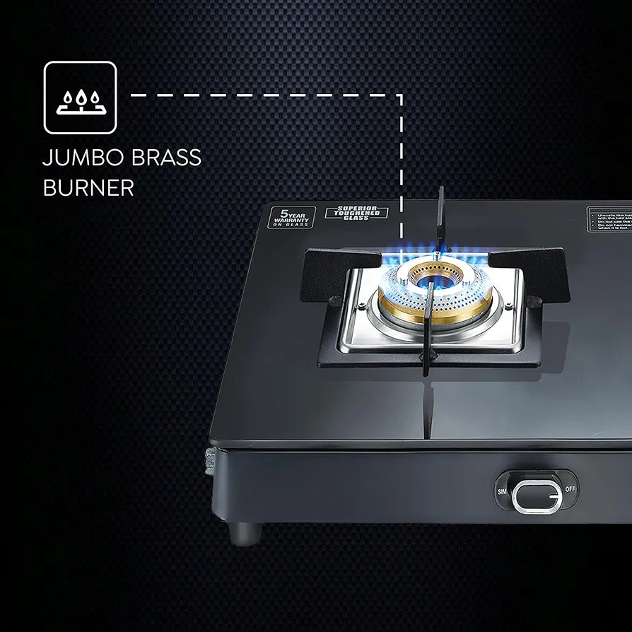 Prestige Royale Quadra 2Burner Gas Stove|Superior Toughened Glasstop with 5-Year Warranty |3-Way Nozzle Design|Tri-Pin Jumbo Burner|Uniquely Designed Pan Support |Elegantly Designed Knobs|Black