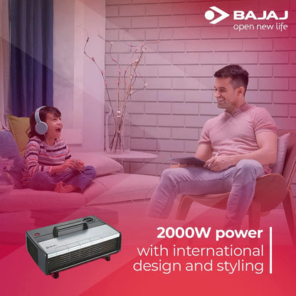 Bajaj Majesty RX 7 2000 Watts Heat Convector Room Heater | Instant Warmth | Personalized Comfort | Convenient & Elegant | Cool Touch Handle | ISI Approved 【Black】