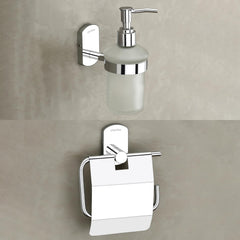 Plantex Parv 304 Grade Stainless Steel Toilet Paper Holder/Liquid Soap Dispenser/Bathroom Accessories - Chrome-1