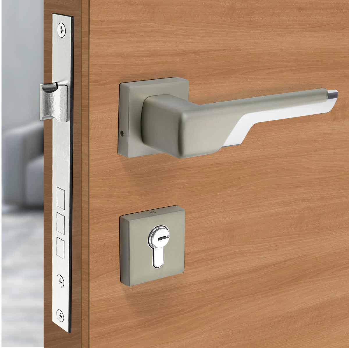 Plantex Premium Main Door Lock for Home with 3 Years of Warranty/Mortise Lock for Door - Main Door Lock Set (7093 - Satin White & Chrome)-1
