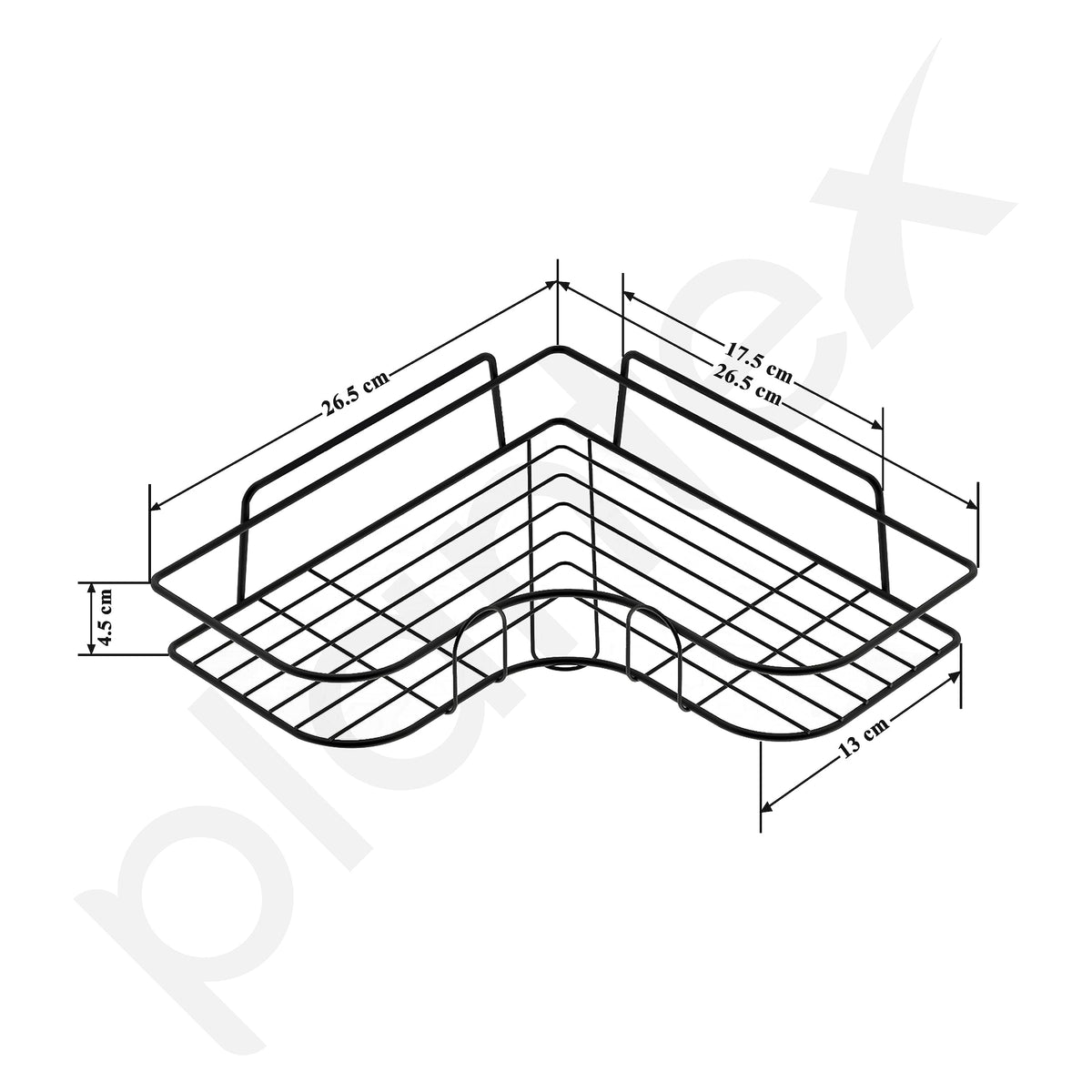 Plantex Corner Shelf for Bathroom Wall/No Drill Bathroom Organiser/Corner Shelf for Kitchen/Kitchen Organiser Rack (Black, Alloy Steel) - Pack of 3-4