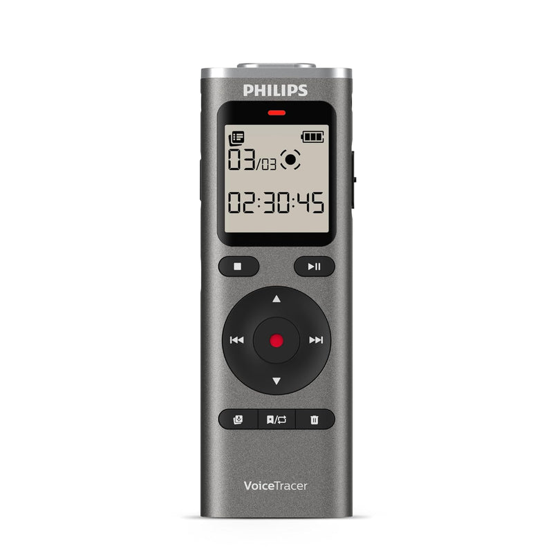 Philips DVT1170 VoiceTracer, Audio Recorder, 8GB, Micro SD Card Slot, 360° Microphone for Excellent Sound