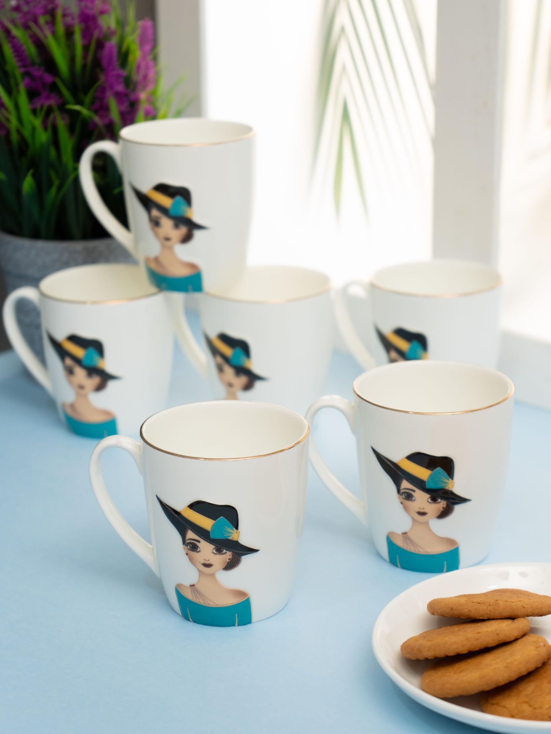 Clay Craft Fine Ceramic Barbie Printed Tea/Coffee Set of 6-200 ml Each (Barbie 362), Tea Cup Set of 6, Microwave & Dishwasher Safe, Mugs for Coffee, Cups Set of 6, Mug Set, Gift Set, Ideal for Gifting