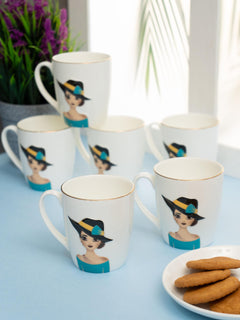 Clay Craft Fine Ceramic Barbie Printed Tea/Coffee Set of 6-200 ml Each (Barbie 362), Tea Cup Set of 6, Microwave & Dishwasher Safe, Mugs for Coffee, Cups Set of 6, Mug Set, Gift Set, Ideal for Gifting