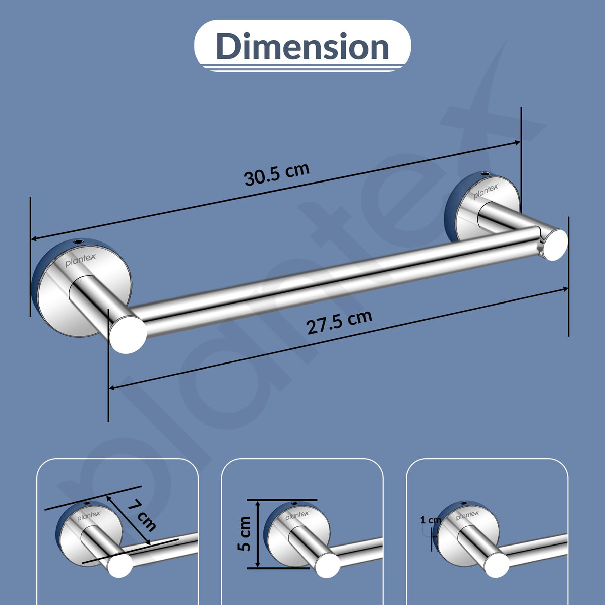 Plantex Stainless Steel Single Towel Rod for Bathroom/12 inch Towel Bar/Towel Holder/Towel Rod for Wash Basin/Bathroom Accessories - (Chrome)-3