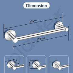 Plantex Towel Rod for Bathroom/12 inch Towel Bar/Towel Holder/Towel Hanger for Home/Bathroom Accessories - Pack of 3 (Chrome)-3