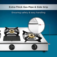 Butterfly Matchless 4 Burner Open Gas Stove, Silver