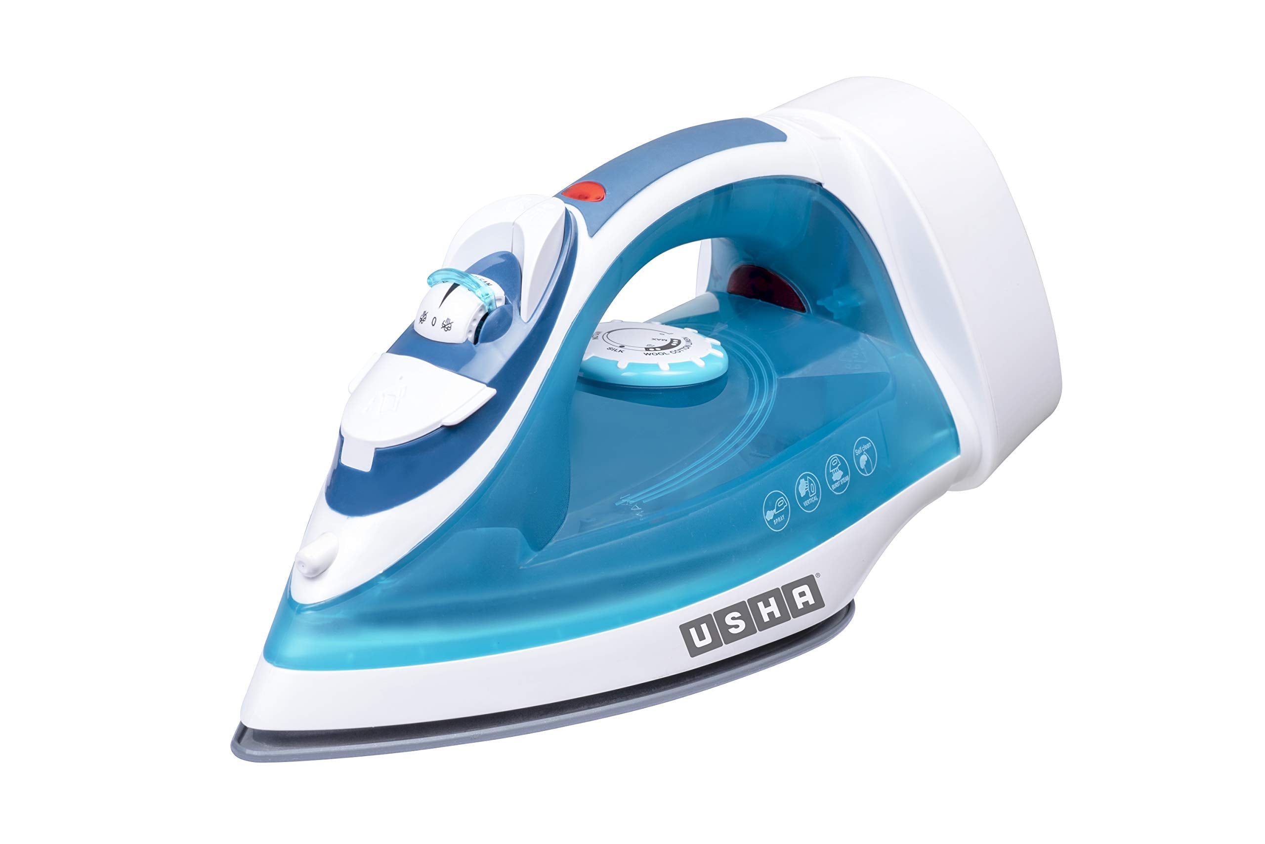USHA Armor 1100 watts Dry Iron with Shock Proof Plastic Body | Single Coat Black Non Stick Soleplate for Longer Durability|Overheat Safety Shutoff |180° Swivel Cord | 2 Years Warranty|(Purple & White)
