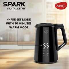 Pigeon Spark Digital Kettle 1500 Watt, 1.5 L with Stainless Steel Body, Used for Boiling Water and Milk, Tea, Coffee, Oa