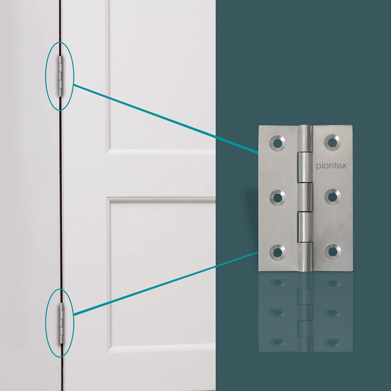 Plantex Stainless Steel Door Hinges 3 inch x 16 Gauge/1.5 mm Thickness Home/Office/Hotel for Main Door/Wooden/Bedroom/Kitchen/Kabza - Pack of 3 (Satin Matt)-2