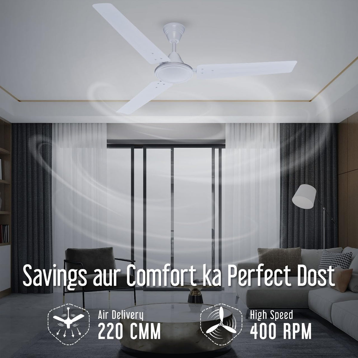 CG Hyperair Neo 1200 mm 1 Star Ceiling Fan (White)