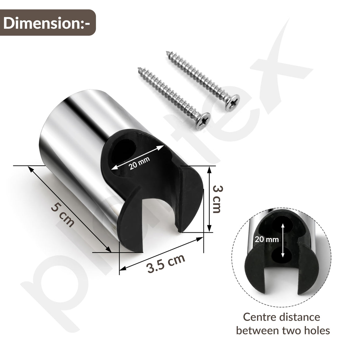Plantex Hand Shower Holder for Bathroom/Adjustable Handheld Shower/Wand Holder/Wall Mount Bracket - Pack of 2 (Chrome & Black)-5