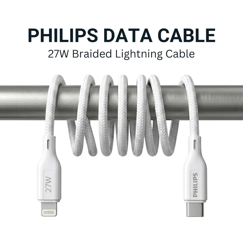Philips DLC4130LW/94 27W iPhone Original Type-C to Lightning Fast Charging Cable (1m, Bright White)