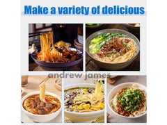 ANDREW JAMES Manual Commercial Heavy-Duty Manual Noodle Maker Machine with Dual 2mm & 4mm Stainless Steel Blades – Hand Crank Pasta Roller for Homemade Spaghetti & Dough Sheets