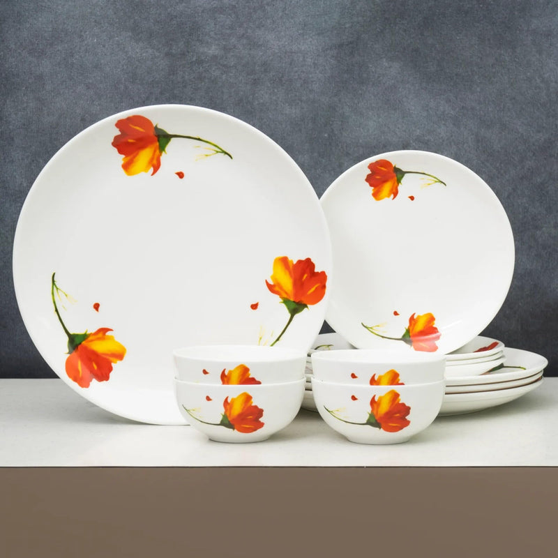 Clay Craft Fine Ceramic Eco Dinner Set, Enchanting Gold, for Family of 4, Dinner Set Ceramic, Crockery Set, Dining Set for Dinner, Crockery Set for Gift, Kitchen Set (ECO6, 12 Pieces)