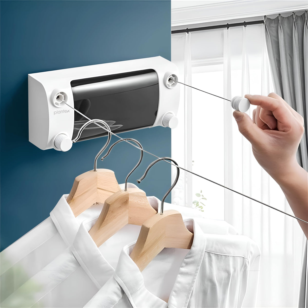 Plantex Double Row Retractable Clothesline/Clothesline for Drying Clothes/Indoor - Outdoor Clothes Line- ABS and (White & Black)